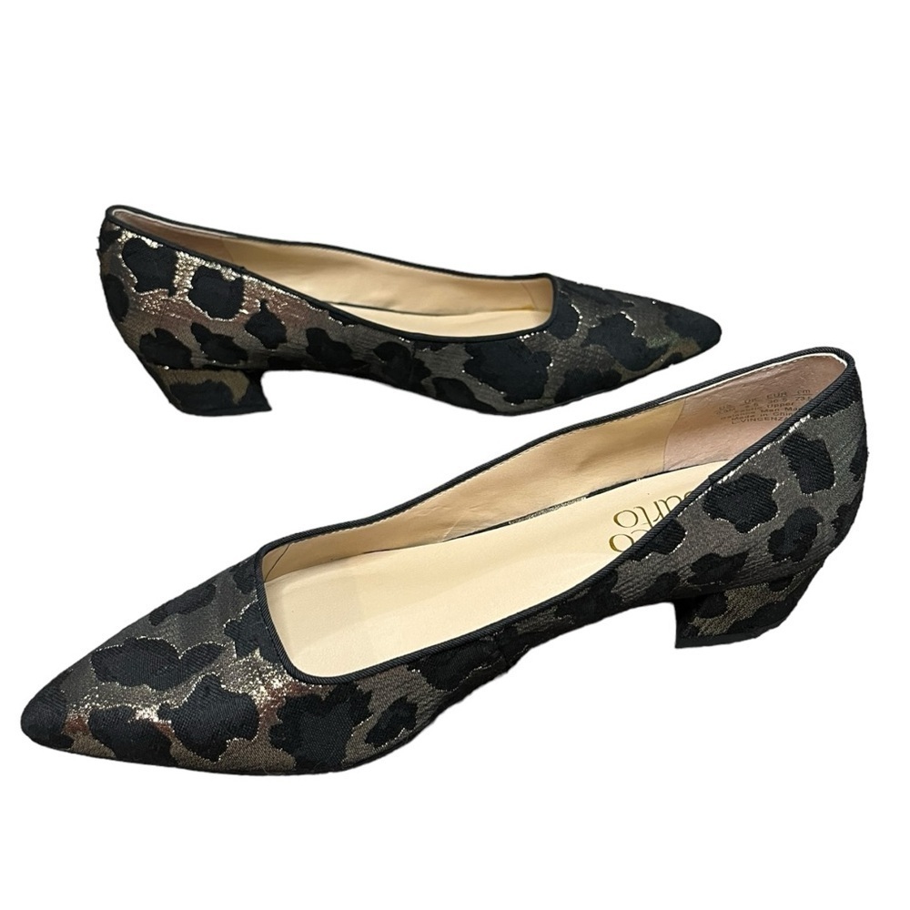 Franco Sarto Metallic Animal Print Kitten Heels